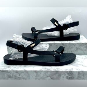MELISSA SUN Downtown Black PVC  Sandals. Size 7